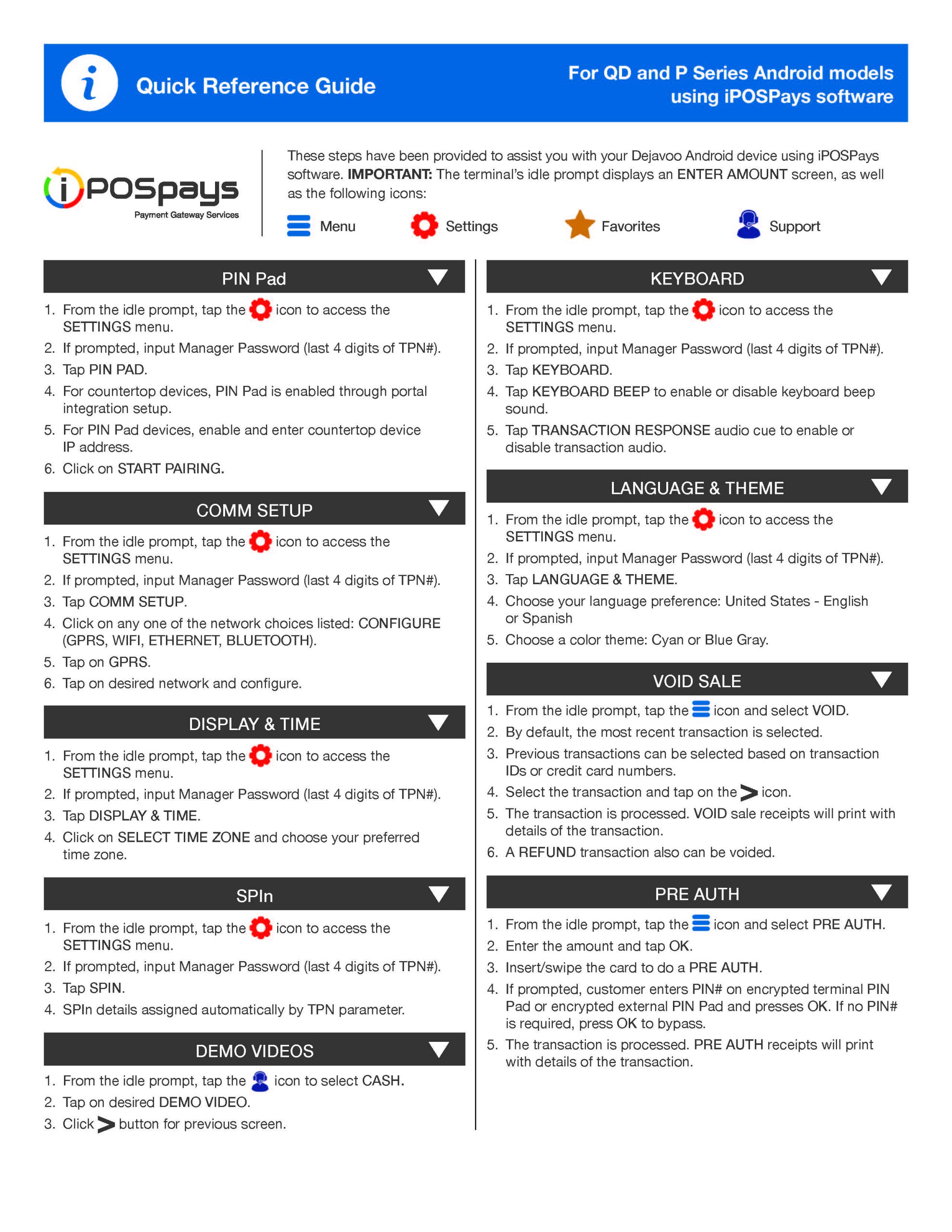 Dejavoo Quick Reference Guide