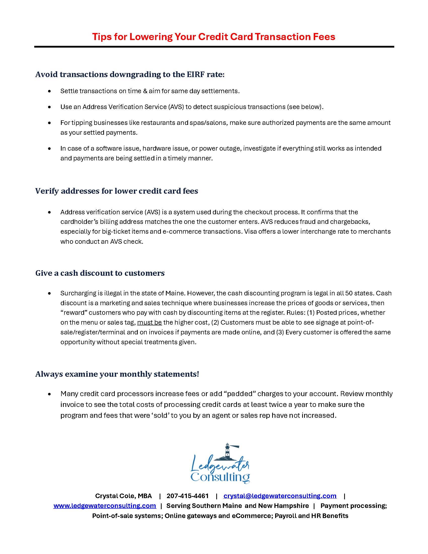 Lowering Credit Card Fees